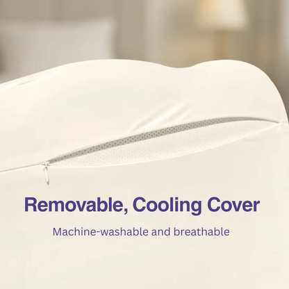 Ergonomic Cervical Memory Foam Pillow with Cooling Pillowcase for Side, Back & Stomach Sleepers