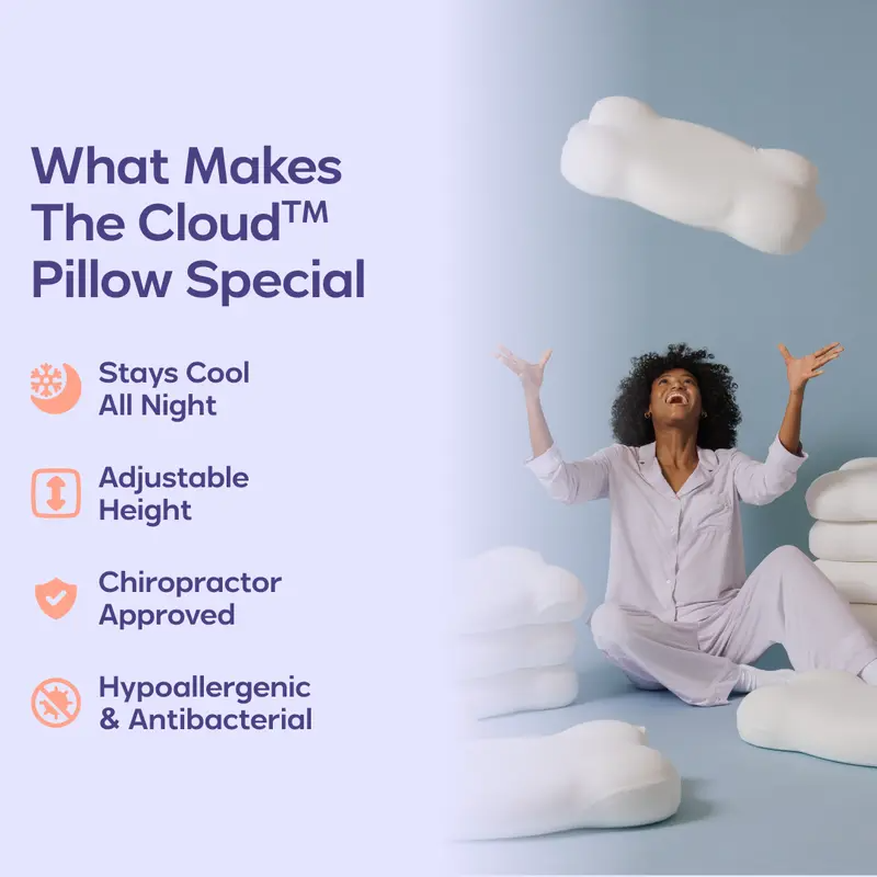 Ergonomic Cervical Memory Foam Pillow with Cooling Pillowcase for Side, Back & Stomach Sleepers