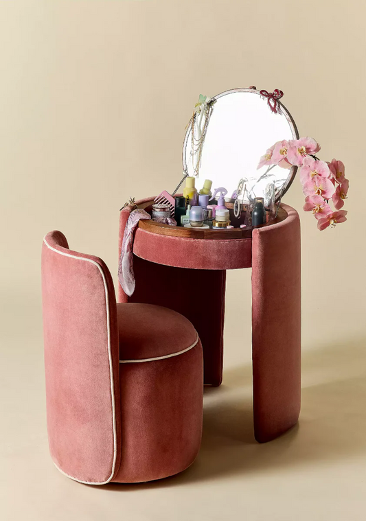 Dressing Table with Mirror and Stool, Elegant Makeup Vanity Desk for Bedroom